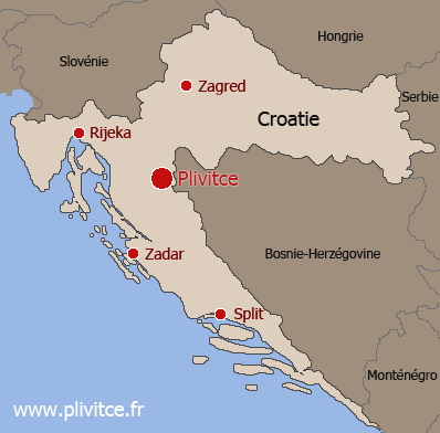 Situation géographique du Parc national des lacs de Plitivice
